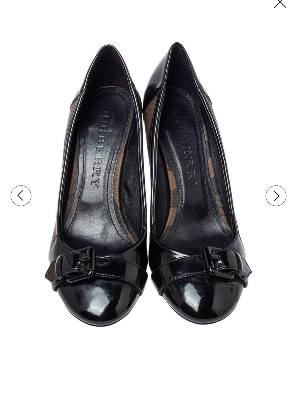Burberry Black Patent Leather Pointed Toe Pump with Buckle Detail 36 - Picture 2 of 16